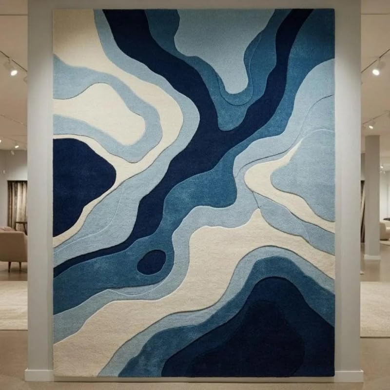 Hand Tufted Wool Area Rug 8x11 Ft (96x132 Inch) Modern Abstract Rust Brown Beige Carpet for Living Room Bedroom Soft Thick Handmade Luxury Designer Rug