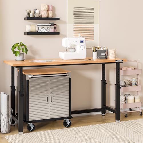 Mobile Rolling Workbench with Wood Top