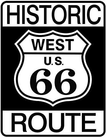 Signs 4 Fun SIG1036 Route 66 West Metal Tin Sign, Black
