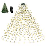 AVANLO 2m Lichterkette Weihnachtsbaum mit ring und 20 Stränge, 400 LEDs Lichterkette Tannenbaum Innen, 8 Modi, IP44 Wasserdicht Christbaum Beleuchtung für 150cm-210cm Baum (Warmweiß EU)
