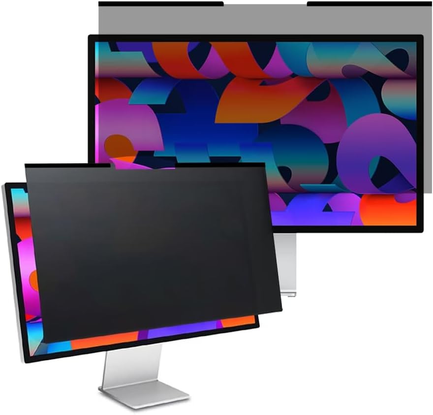2 Pack Easy On/Off Magnetic Computer Privacy Screen 24 inch, Removable Screen Filter for Frameless Monitor 16:9 Widescreen, Anti Glare Protector Film Blue Light Filter Eye Protection - Computer Screen Privacy Shield For 2 Pack 24 Inch (16:9 Aspect)