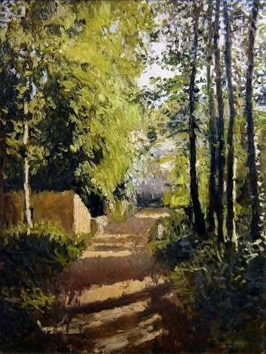 Passerelle sous bois Normandie affiche Caillebotte peinture haut de gamme