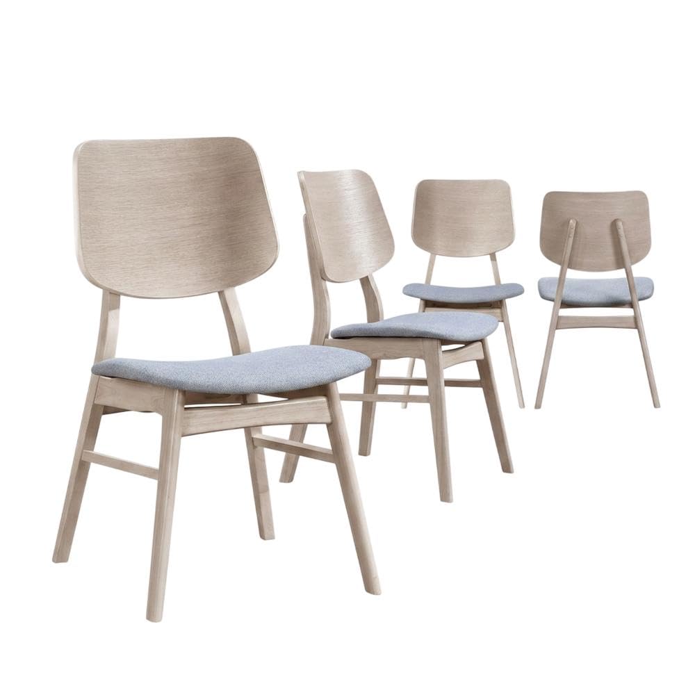 Solid Wood Upholstered Dining Chairs Set of by Starlight Canyon Home – Solid + Manufactured Wood, Foam, Fabric (Polyester), Grey, Pack of 4