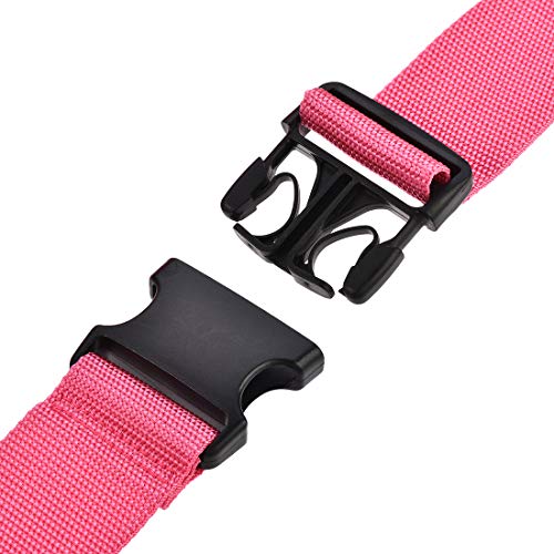 Image of uxcell Luggage Strap Suitcase Belt with 2 Buckles, 2Mx5cm Cross Adjustable PP Travel Packing Accessory, Rose Red