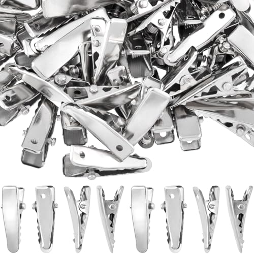 50 pinzas de metal para cabello cocodrilo pequeñas plateadas