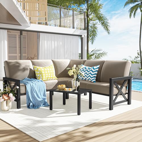 Natural Expressions NL-QM2828-S3321CK-SL 6 Pieces Patio Furniture Sets,Outdoor Furniture Sets Metal Patio L Shape Sectional Couch Sofa Conversation Sets thumb #8