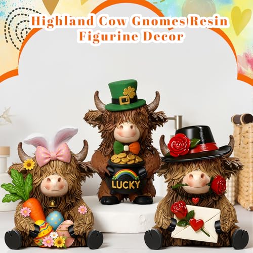 バーベル 3個パック 樹脂製 ハイランド牛の置物 バレンタイン聖パトリックデー イースター ハイランド 牛 ギフト 装飾 樹脂像 庭 テーブル 棚 ホームデコレーション ふくらはぎ ノーム 群れギフト [2]