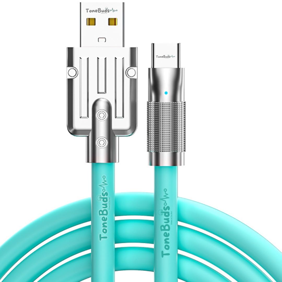ToneBudsUSB to Type C Charging Cable 100W 1M, PVC PD Fast Charge Type C Cable Compatible for Huawei P50 P30 Pro, Samsung, Pixel, USB to Type C Charger (Sea Green)