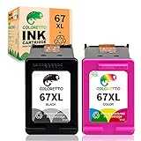 COLORETTO Remanufactured Printer Ink Cartridge Replacement for HP 67XL 67 XL to use with DeskJet 275