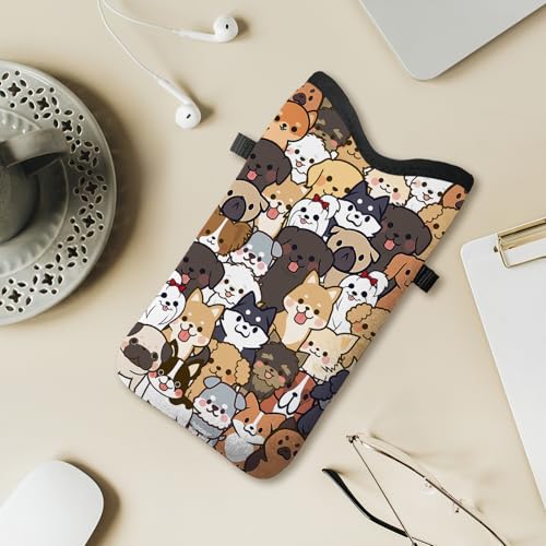 Image of Cell Phone Sleeve Pouch with Adjustable Strap - Dogs | 7.1x3.9 Inch, Neoprene, Small Crossbody Bag for Women, Velcro, Protect Smartphone, Scratch Resistant, Dog Lover Gifts
