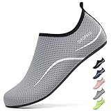 [SIXSPACE] マリンシューズ ウォーターシューズ 男女兼用 アクアシューズ フィットネスシューズ レディース メンズ 軽量 通気 滑り止 ヨガ サーフブーツ グレー 27.5cm
