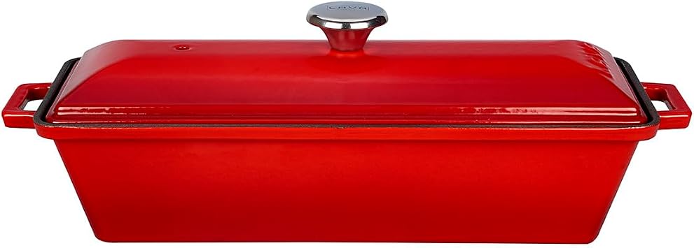 Lava Döküm Ekmek Kabı/Terrine, 11x29 cm, Kırmızı