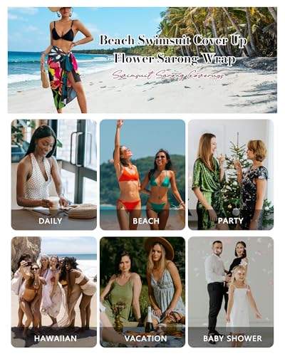 Bsubseach Women Sarong Swimsuit Coverups Long Pareo Bikini Wraps Skirt Beach Bathing Suit Cover Up4