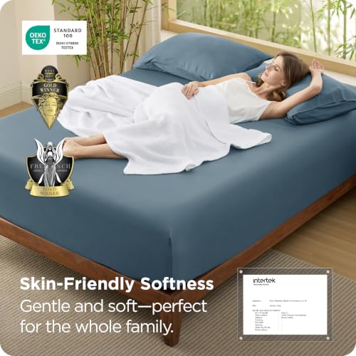 Image of Bedsure PureWoven Full Size Fitted Sheet, 100% Rayon Derived from Bamboo