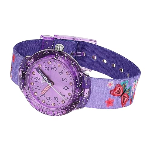 Tom Tailor Armbanduhr mit Textilband für Mädchen, mit Kristall, pink, wasserdichte 3 bar, Schmetterling, Geschenkidee, kommt in Uhren Geschenkbox, 2100710