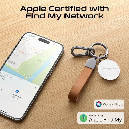 Image of Promate Ultra-Compact Smart Precision Tracking Wireless Tag for Apple Find My App, Apple Certified,Loud Alarm Sound, IPX6 Water Resistant, Lost Mode.ProTag 1