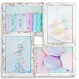 levandeo Bilderrahmen Collage 34x34cm 4 Fotos 13x18cm Shabby Chic MDF Holz Glas Vintage Landhausstil fertig montiert Wanddeko