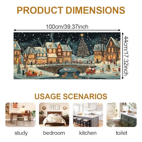 Image of Folk Art Christmas Village Night Window Film 39.37x17.32in Cling