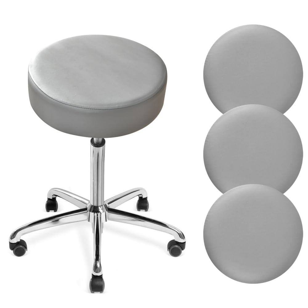DONGKER Round Bar Stool Covers, 4pcs PU Waterproof Barstool Seat Covers with Elastic Bands for Diameter 11"-14" Bar Round Chair
