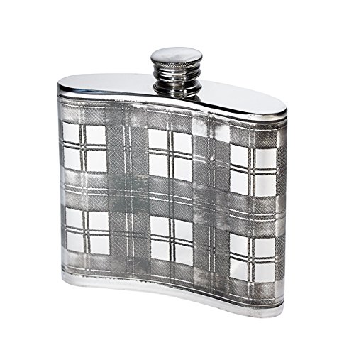 Wentworth Pewter- Tartan Pewter Kidney Flask,Hip Flask, Spirit Flask, 6Oz Capacity #TOP1