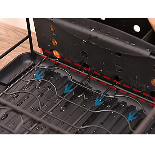 Lanrinwon Black Dish Drying Rack,2 Tier Stainless Steel Chrome Dish Racks For Kitchen Counter Sink Large Dish Drainer With Removable Black Drainboard #TOP4