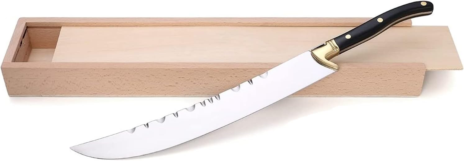 XuSha Champagne Saber Champagne Sword Wine Knife Bottle Opener Black Wood Handle with Wooden Box