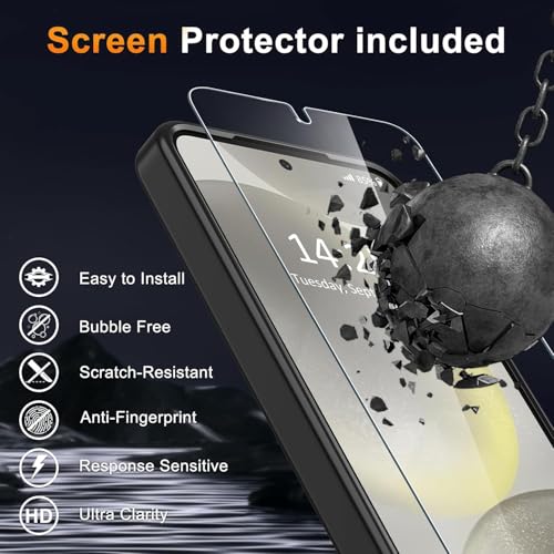 Image of Elzzi Magnetic Guard Designed for Samsung S24 Fe 5G Case Translucent Matte Hard PC + TPU Back Cover [Compatible with MagSafe] Anti-Scratch Phone Case (Black)