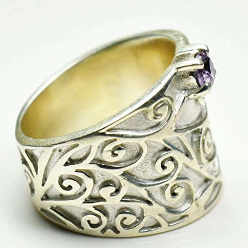 Bague argent 925 carré violet mixte - Bijou tendance géométrique