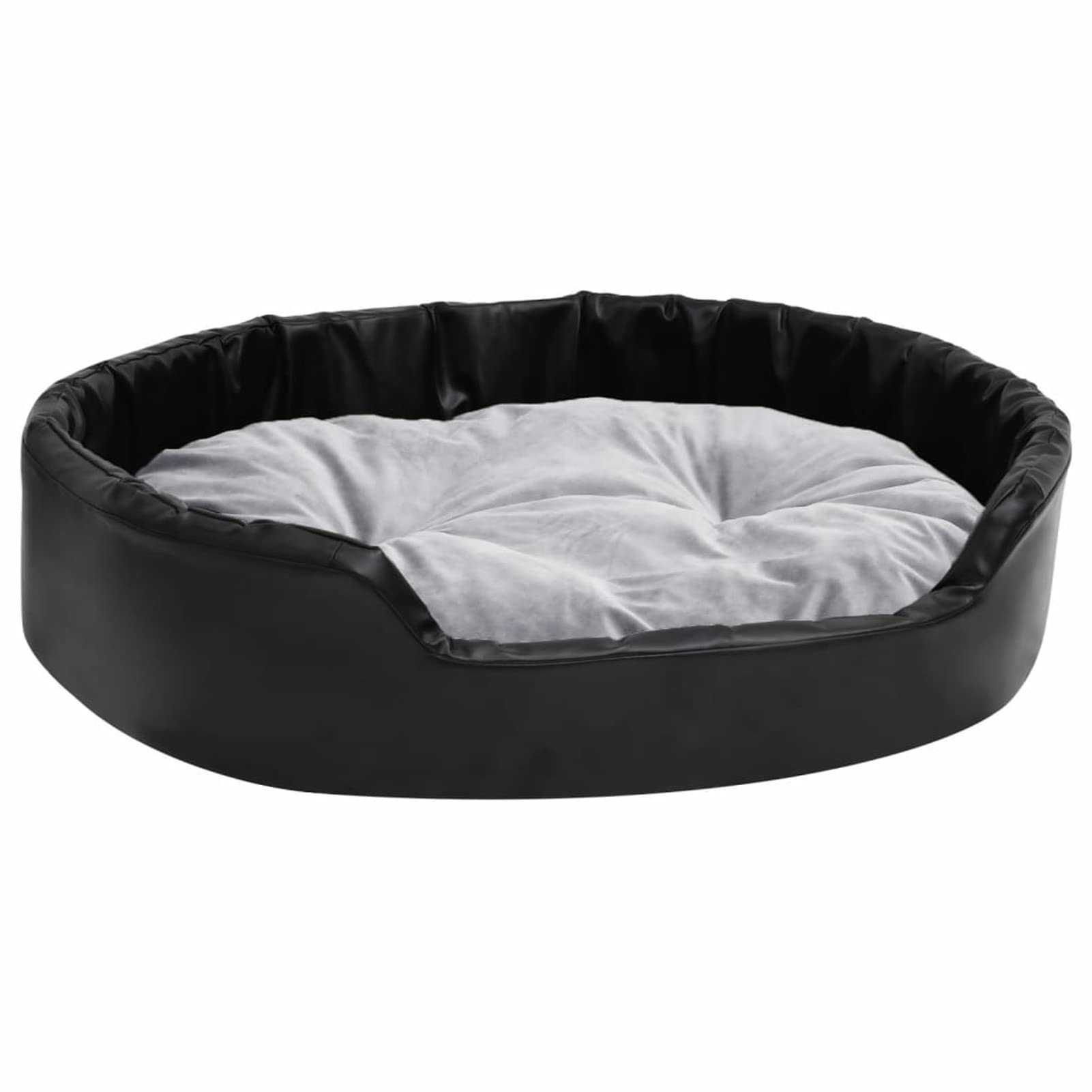 ZHOUMIN Cama para Perros, Sofa Perro, Colchon Perro, Sofá Cama para Mascotas, Felpa y Cuero sintético Negro Gris 90x79x20 cm