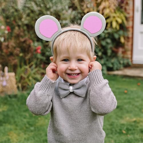 CATMEYE Maus Ohren Haarreifen Set, Tier Kostüm mit Schwanz, Verkleidung für Kinder, Party, Karneval (Grau)