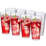 Amazing Abby - Stripe - 24-Ounce Plastic Tumblers (Set of 8), Plastic Drinking Glasses, All-Clear...