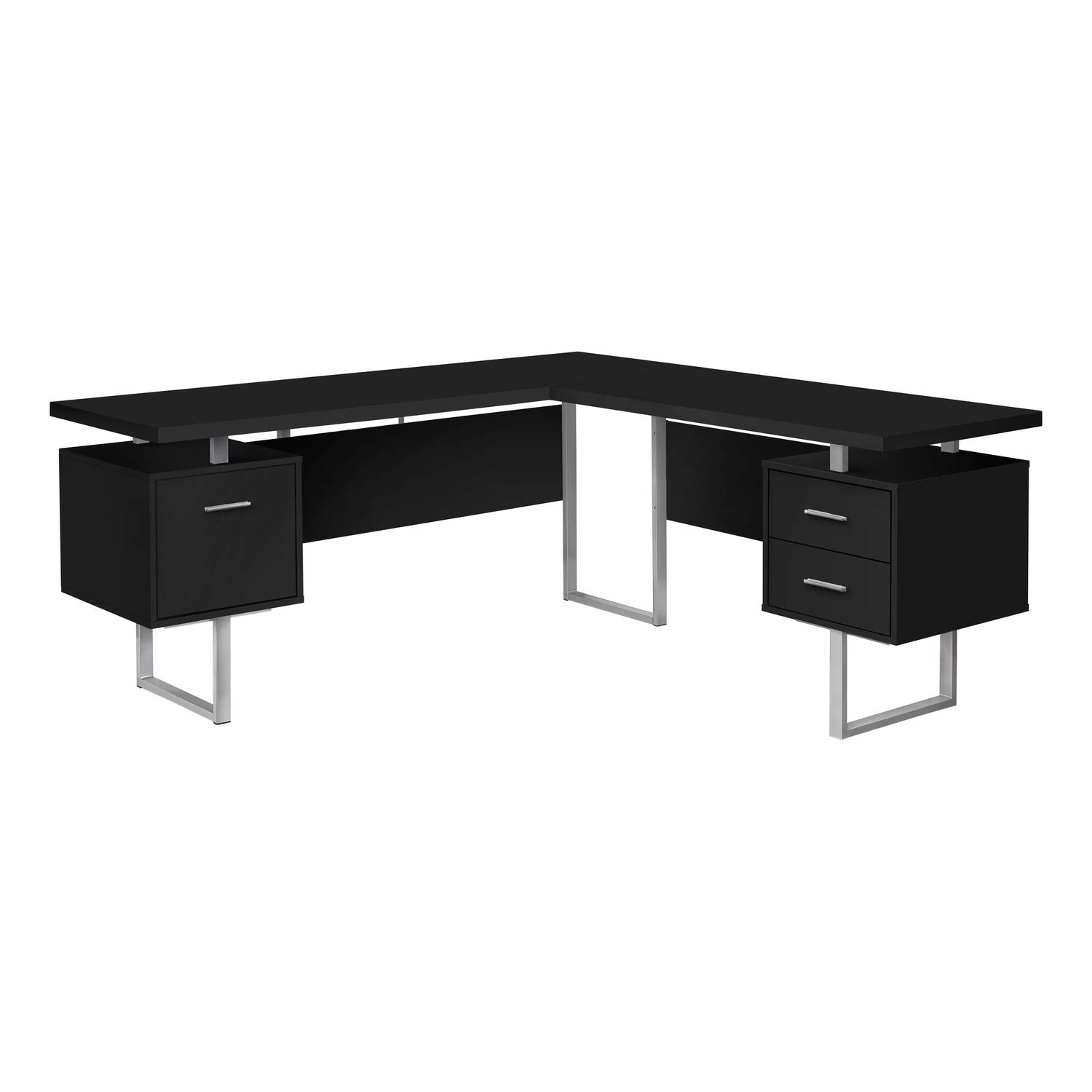 (incomplete) Monarch Specialties I 7619 Computer Desk, Home Office, Corner, Left, Right Set-up, Storage Drawers, 70" L, L Shape, Work, Laptop, Metal, Laminate, Black, Grey