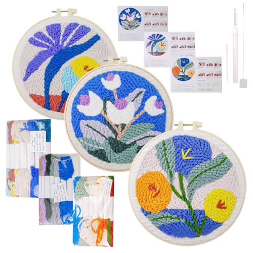 Kit de broderie à l'aiguille punch floral pour vos soirées cocooning et activités d'Halloween
