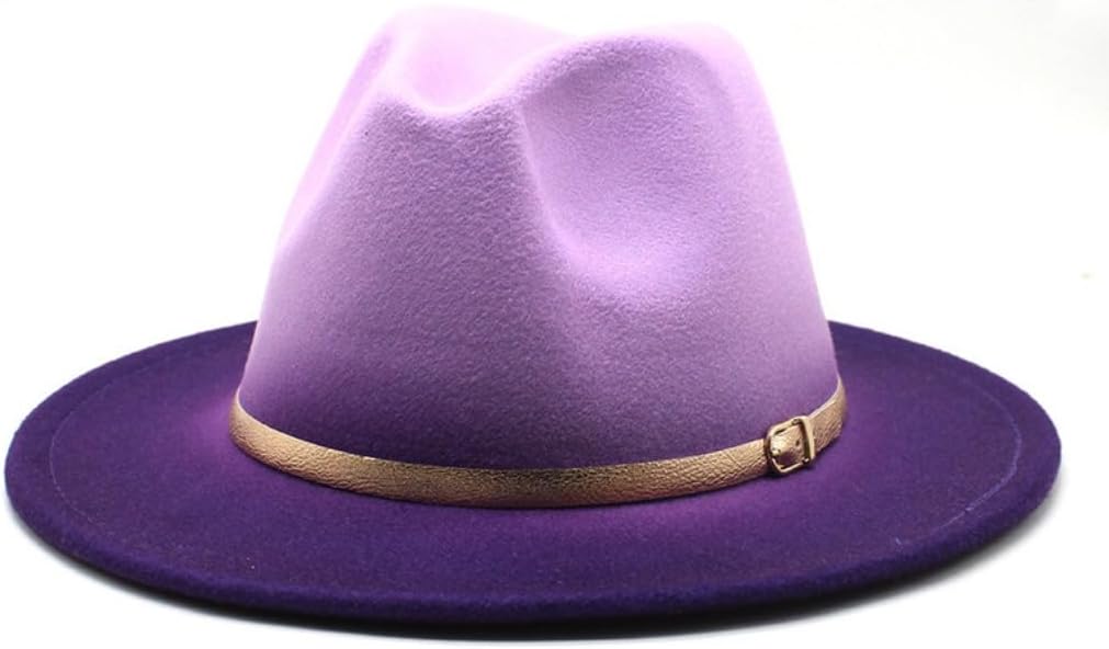 Wide Brim Fedora Hat with Leather Band, Two-Tone Brown, Classic Western Style