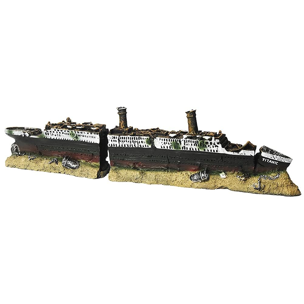 AIGOUT Aquarium Decorations Hobbit Castle Fish Tank Accessories Betta Toys Decoration for Aquarium Scene Arrangement Ornaments Fish Tank Resin Decorate (Titanic)