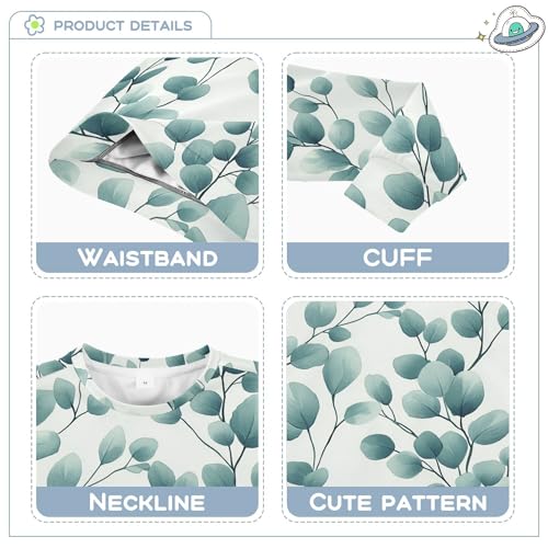 JUNZAN Aesthetics Eucalyptus Leaf Kids Boys Hooded Sweatshirt Fleece Fall Tops Shirts Athletic 4T3