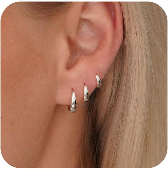 Small Hoop Earrings for Women, Lightweight 18K Gold Plated Huggie Hoop Earrings Dainty Hypoallergenic Earring Set Cute Earrings Pack for Women Trendy Jewelry Gifts - Image 8