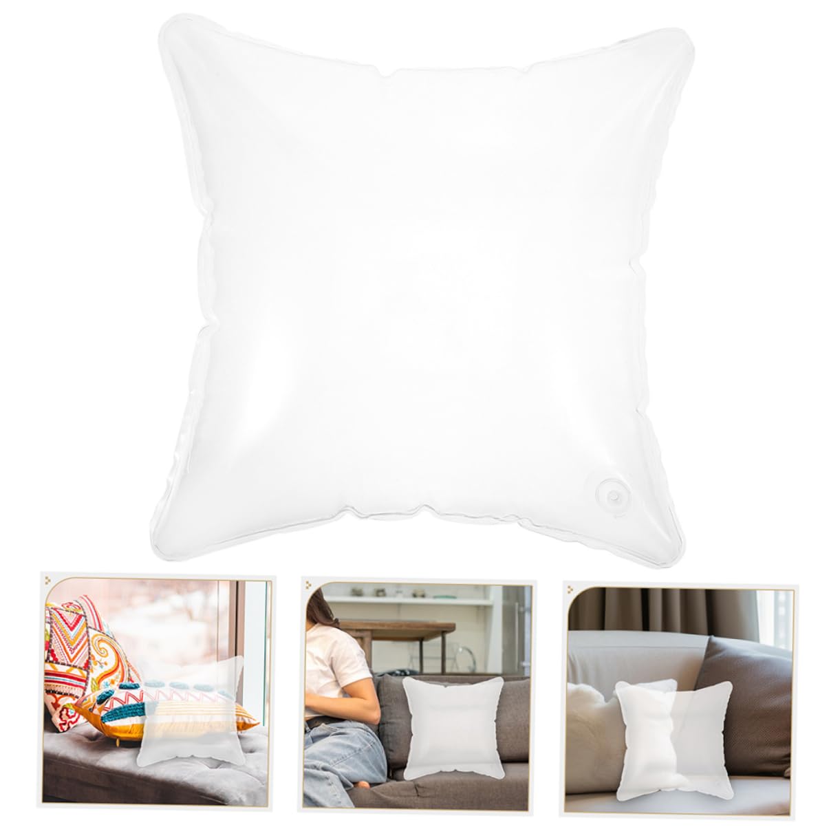Almohada Inflable de PVC Transparente para Acampar, Portátil