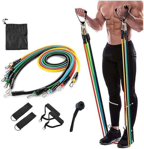 TRYV 11 Pcs Resistance Band Set with Handles, Door Anchor & Ankle...