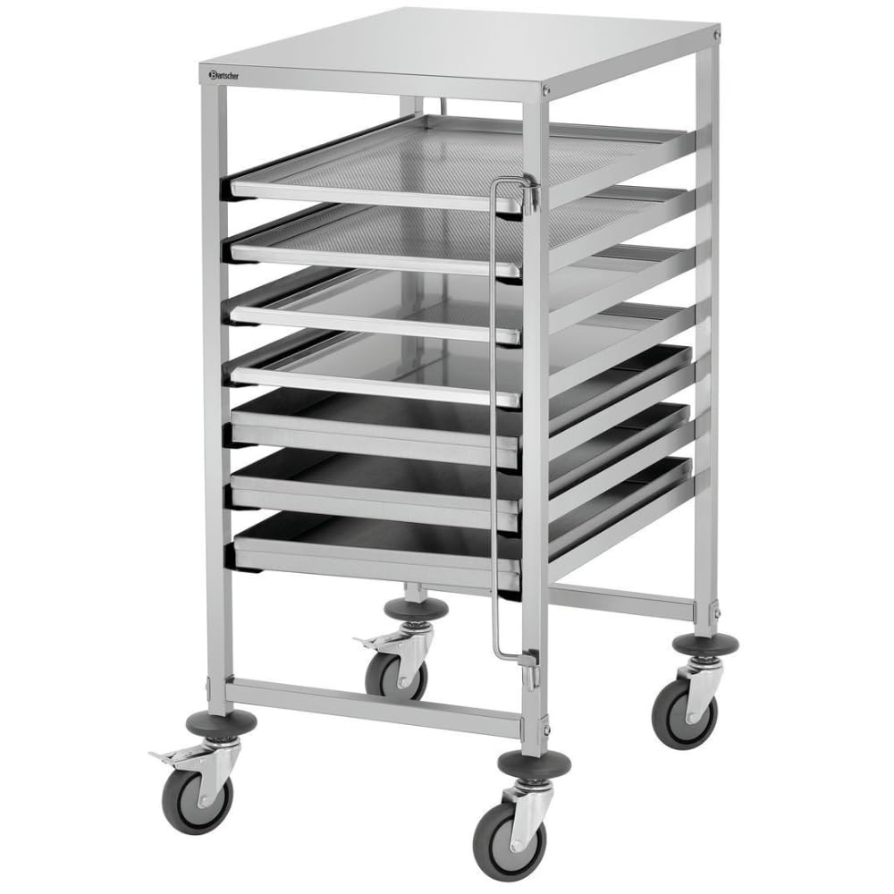 MBH - Carro para Bandejas de Acero Inoxidable 600x400 mm. Carro Profesional con Capacidad para 7 bandejas para hosteleria