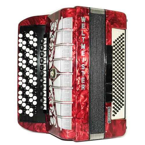 Weltmeister Grandina Button Accordion 120 Bass, made in Germany, 5 Row Bayan B Griff, Straps and Soft Case, Vintage Professional Accordion, 2642