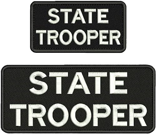 Special Patches for Velcro Patches for Uniform for State Trooper Embroidery Patch 4X10 and 3X6 Hook ONBACK Black/White Model-Q-X988-1900