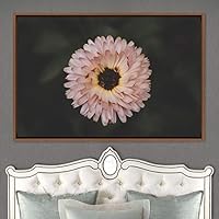 Framed Canvas Wall Art Pink Flower Portrait Bohemian Dark Dramatic Floral Multicolor Petal Photography Portrait - 16x24 inches