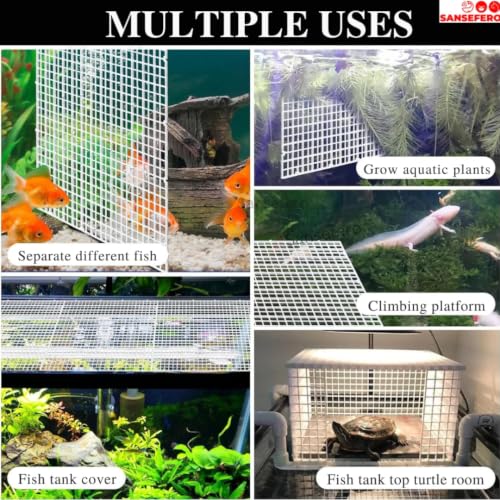 Image of SANSEFERO 5 MM Acrylic Aquarium Fish Tank Lid Cover Support Clip Clamp for Rimless Aquarium And Glass Top, Fish Tank Cover, Aquarium Hoods 6 Pieces ( White 2 Pcs Grid Divider 6 Pieces 5 MM Holder)