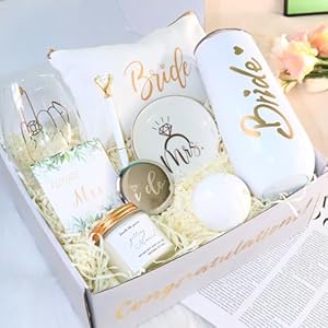 Bride To Be Gifts Box, Bridal Shower Bachelorette Gifts for Bride, Engagement Gifts for Her, Newly Engaged Wedding Fiance Gifts for Women, Bachelorette Party Favors Future Mrs Gifts Basket