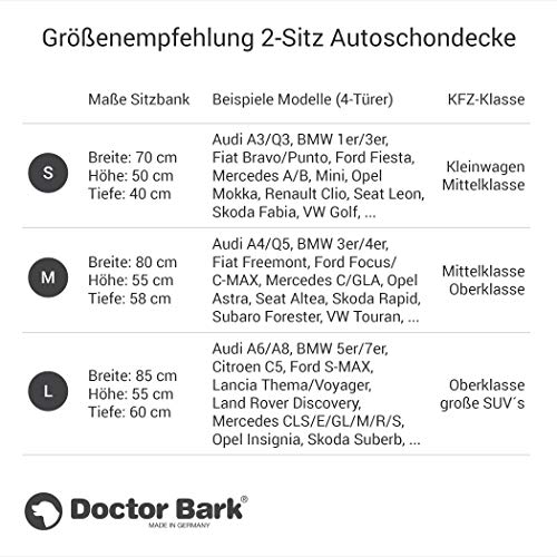 Doctor Bark Hunde 2-Sitz-Autoschondecke für die Rücksitzbank, All-Side Schutz mit Reißverschluss für alle PKWs und SUVs (S | 2er Sitz, Schwarz)