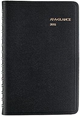 AT-A-GLANCE Products - AT-A-GLANCE - Daily Appointment Book, 4-7/8 x 8, Black - Sold As 1 Each - 15-minute scheduling in a medium size book. - Perforated page corners allow you to find current day