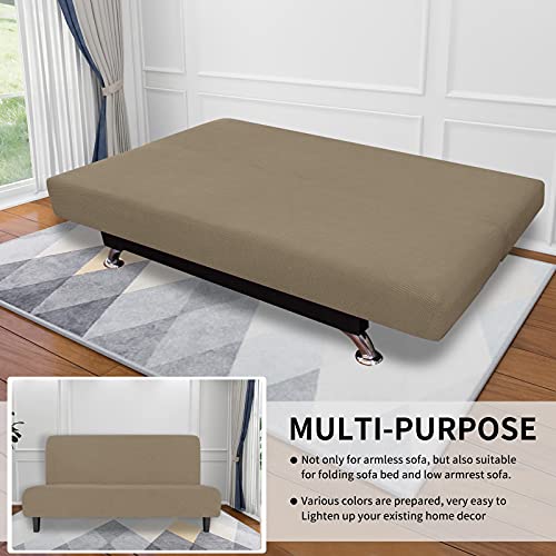 Image of Easy-Going Stretch Large Futon Slipcover Armless Futon Cover Natural