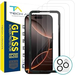 Tech Armor Screen Protector for iPhone 16 Pro, Ballistic Glass, 3-Pack | 9H tempered, hardness, case-friendly fit, guided installation tray, ultra-clear display, scratch & drop protection