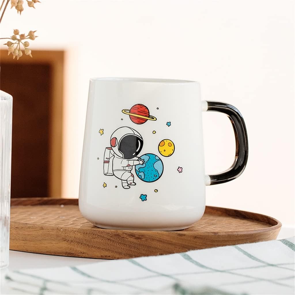 Nordic Ceramic Mug Coffee Cup with Lid Spoon Handle Household Water Gift Box Milk(D)